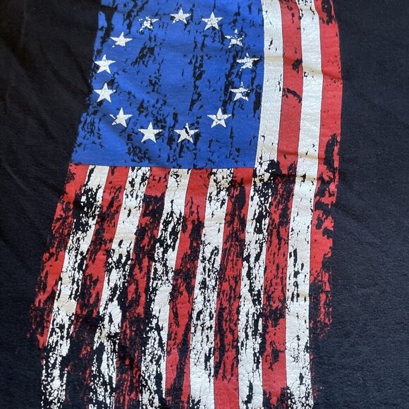 American Flag Law Enforcement Tee T Shirt Size 3XL Short Sleeve Crew Neck Black - Picture 2 of 8